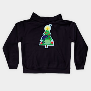 Christmas tag with christmas tree Kids Hoodie